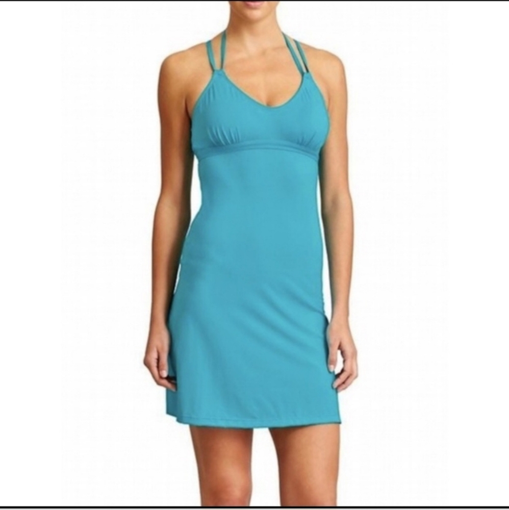 Athleta Swim Scoop Crisscross Back Dress In Bora Bora Blue - XS